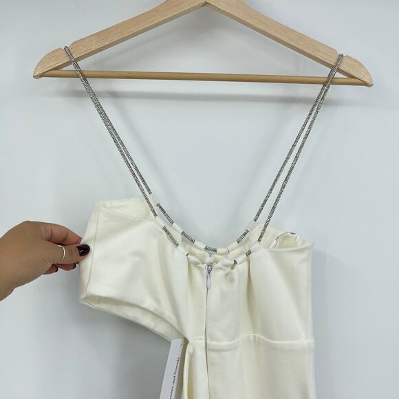 Lovers and Friends | NWT Charlotte Midi Dress in White Cut Out Crystal Straps S - Picture 10 of 14